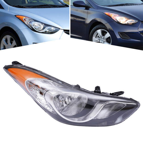 KITNEED Housing Headlight Headlamp Fits 2011 2012 2013 Elantra 92101-3Y000 Sedan 4Door Black Halogen Right Headlight