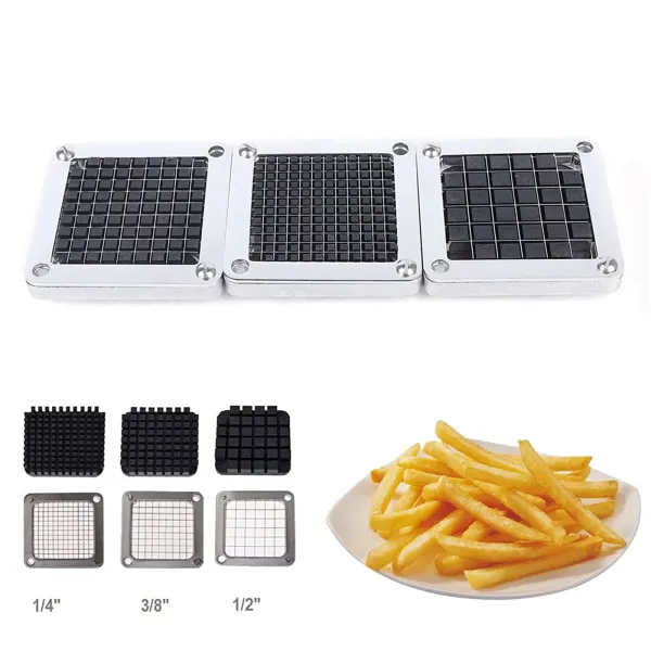 Replacement Chopper Blade, 440C Stainless Steel Blade for Commercial Vegetable Dicer Fruit Cutter, Interchangeable Blade&Pusher Block Set (1/4"+3/8"+1/2")