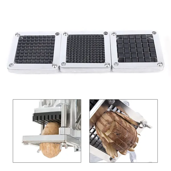 Replacement Chopper Blade, 440C Stainless Steel Blade for Commercial Vegetable Dicer Fruit Cutter, Interchangeable Blade&Pusher Block Set (1/4"+3/8"+1/2")