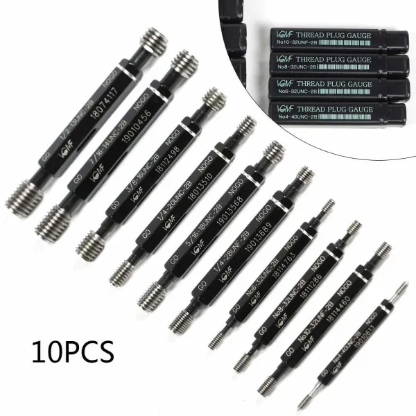 10Pcs Double End Thread Plug Gauge Set SKD11 Go No Go Class 2B ANSI Taper Lock Design High Precision Thread Gauge Detection Tool (10 Pieces) 10Pcs Double End Thread Plug Gauge Set SKD11 Go No Go Class 2B ANSI Taper Lock Design High Precision Thread Gauge Detection Tool (10 Pieces)