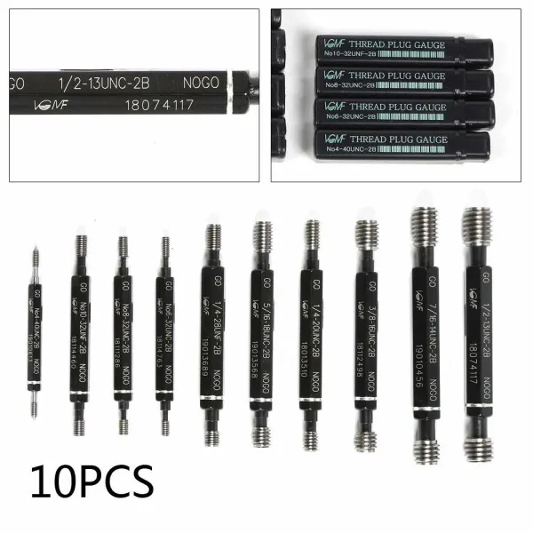 10Pcs Double End Thread Plug Gauge Set SKD11 Go No Go Class 2B ANSI Taper Lock Design High Precision Thread Gauge Detection Tool (10 Pieces) 10Pcs Double End Thread Plug Gauge Set SKD11 Go No Go Class 2B ANSI Taper Lock Design High Precision Thread Gauge Detection Tool (10 Pieces)