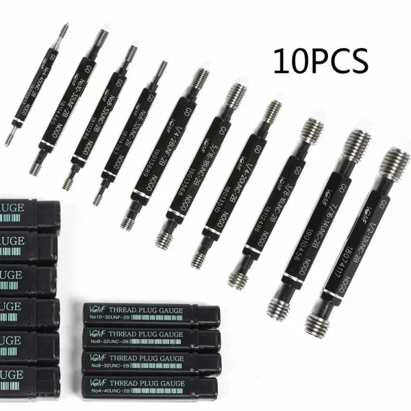 10Pcs Double End Thread Plug Gauge Set SKD11 Go No Go Class 2B ANSI Taper Lock Design High Precision Thread Gauge Detection Tool (10 Pieces) 10Pcs Double End Thread Plug Gauge Set SKD11 Go No Go Class 2B ANSI Taper Lock Design High Precision Thread Gauge Detection Tool (10 Pieces)