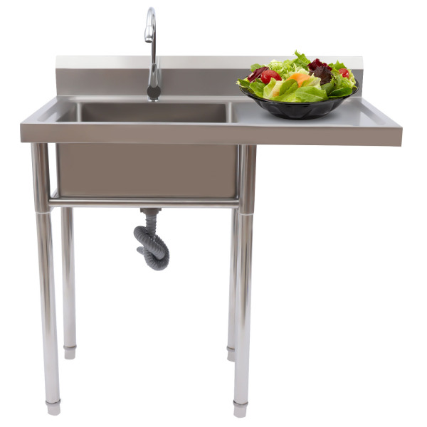 Stainless Steel Commercial Workbench with Sink Outdoor Sink Station Camping Sink