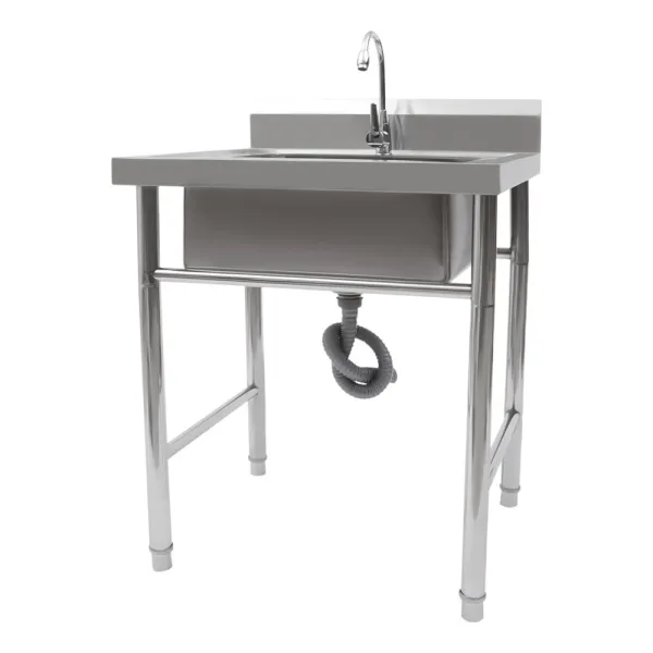 Upgraded Free Standing 304 Stainless Steel Utility Sinks for Laundry Room with Backsplash Industrial Garage Sink Commercial Sink for Restaurant Workshop