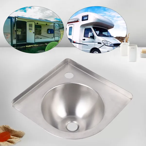 Stainless Steel Single Bowl Sink - Triangle Wash Basin Kitchen Sink Basin Small Sink Corner With Downpipe and Water head