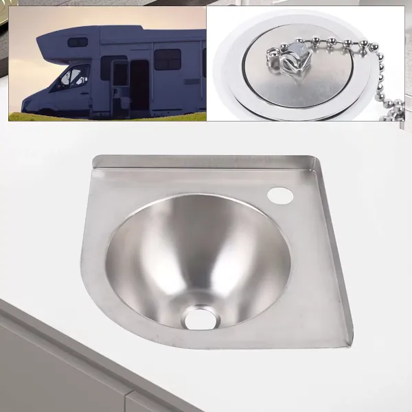 Stainless Steel Single Bowl Sink - Triangle Wash Basin Kitchen Sink Basin Small Sink Corner With Downpipe and Water head