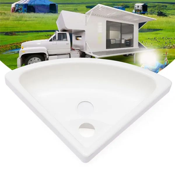 Small Wall Mount Corner Bathroom Sink White Triangle Plastic Vanity Single Bowl Sink for Kitchen Bathroom Lavatory (White, Without Faucet)