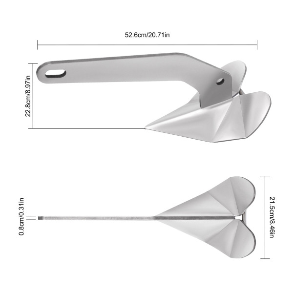 10Lb Small Yacht Boat Anchor, Marine Stainless Steel 316 Wing Style Anchor for Boats, Boat Anchor