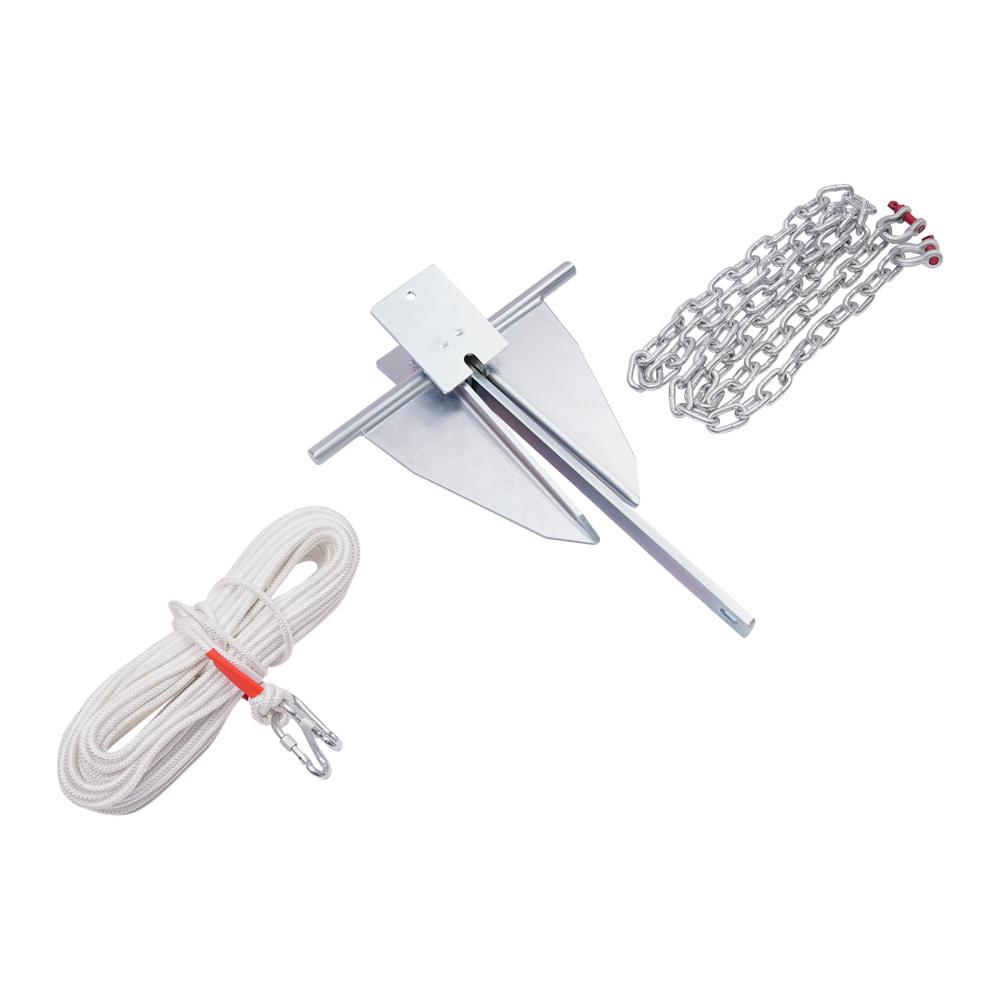 13LB Portable Galvanized Anchor Kit, Boat Anchor Kit, Boat Hook Kit for most boats such as pontoons, center consoles, deck boats, sailboats, and large boats.