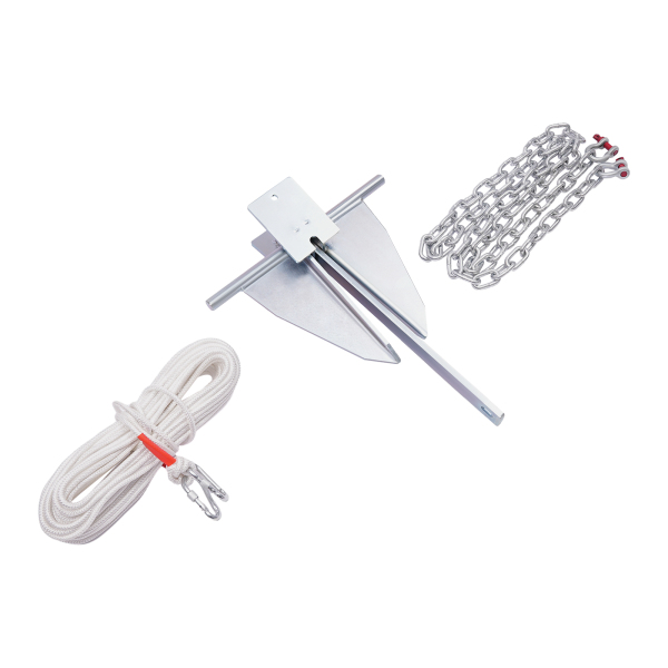 13LB Portable Galvanized Anchor Kit, Boat Anchor Kit, Boat Hook Kit for most boats such as pontoons, center consoles, deck boats, sailboats, and large boats.