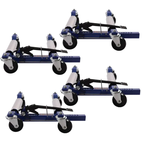 Car Wheel Dolly Heavy Duty Self Loading Dolly with Ratcheting Foot Pedal 1300lbs Capacity Set of 4