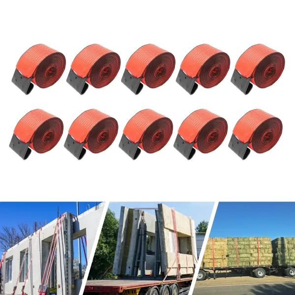 Winch Straps 4" x 30' Red Heavy Duty Tie Down w/ Flat Hook, 4 Inch Cargo Control for Flatbed Truck Utility Trailer
