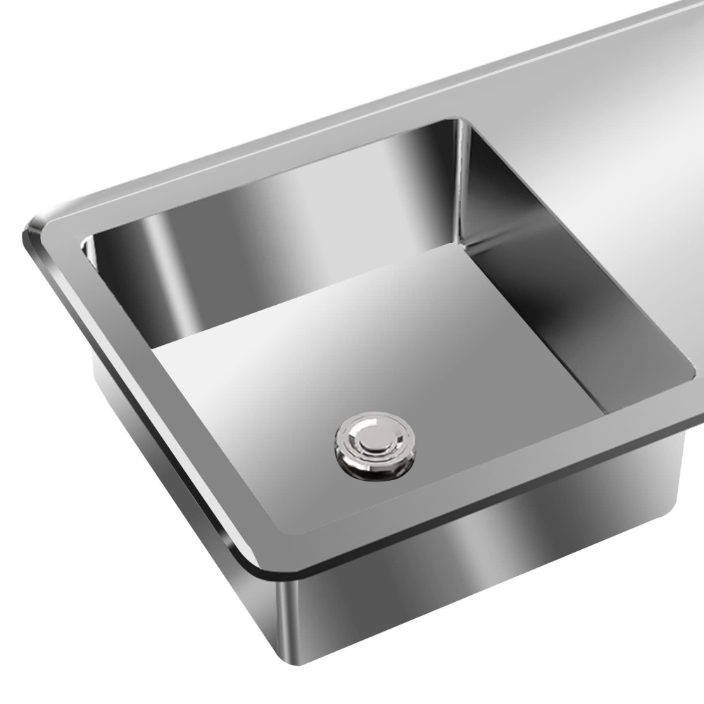 KITNEED 47" Stainless Steel Sink Utility Compartment Commercial Kitchen Restaurant Laundry Sink Drain Board