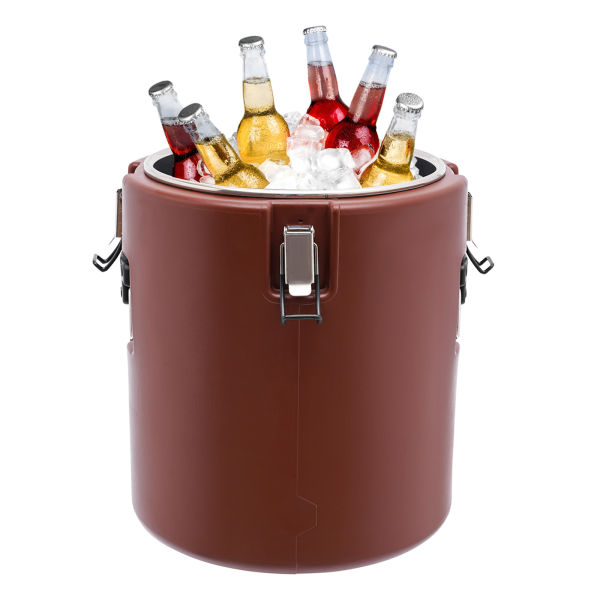 30L/27.24 QT Insulated Bucket, Brown Insulated Soup Container With Lid