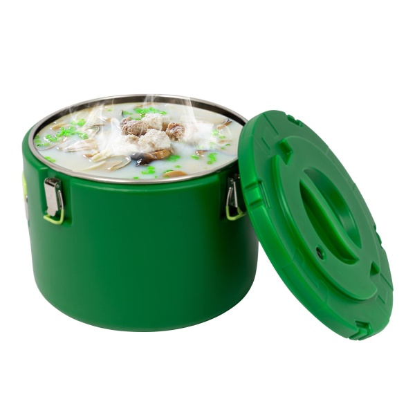 30L Insulated Bucket, Insulated Hot and Cold Container, Commercial Stainless Steel Insulated Soup Carrier(Green)