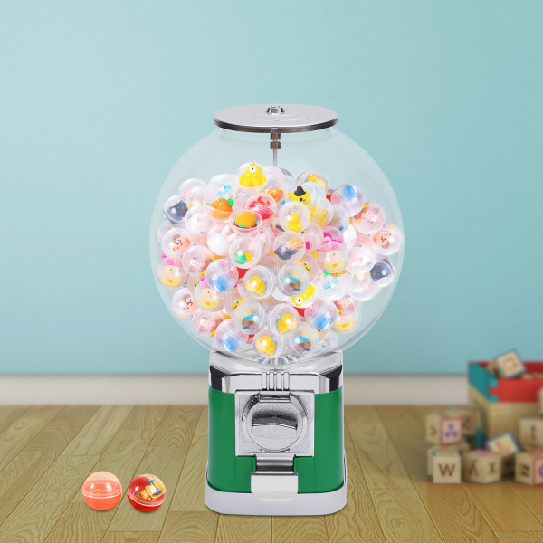 Big Bubble Gumball Machine Twister Ball Dispenser with a Lock Transparent Spheres Smooth Exit for Selling Small Capsule Toys Twister Balls Green