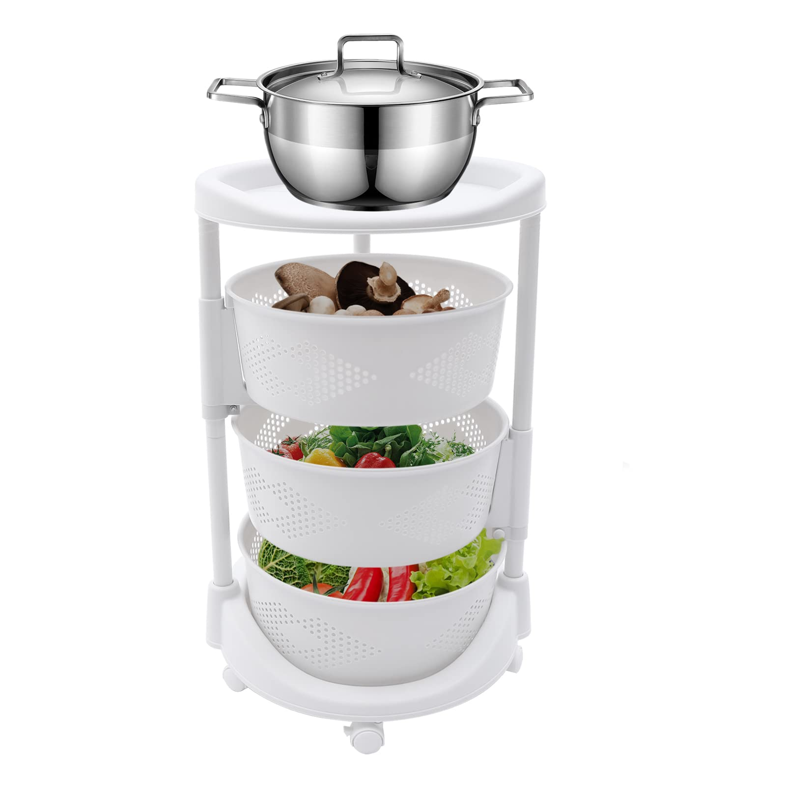 Kitchen Multi Storage Rack Swivel Vegetable Storage Rack with Lockable