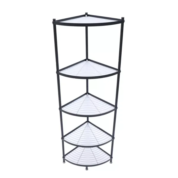 KITNEED 5-Tier Stainless Steel Free Standing Kitchen Corner Shelf Rack - Pot Rack