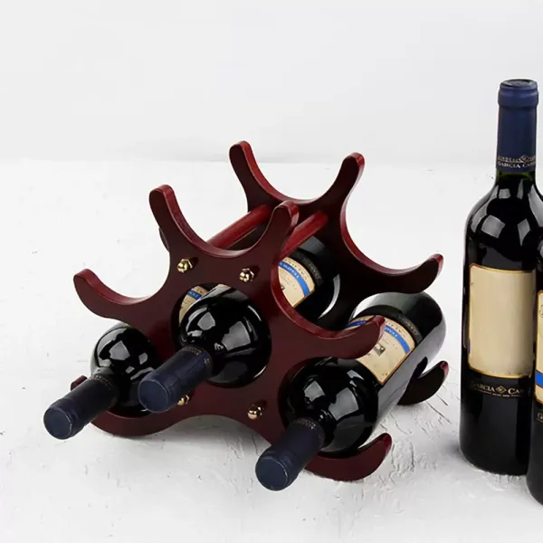 Wood Wine Storage Racks Countertop,6 Bottle Free Standing Wine Stand Holder Display Shelf