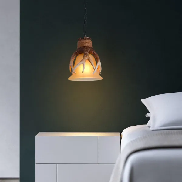 Resin Antler Chandelier Hanging Light Deer Horn Ceiling Pendant Lighting Fixture (with Lampshade) Resin Antler Chandelier Hanging Light Deer Horn Ceiling Pendant Lighting Fixture (with Lampshade)