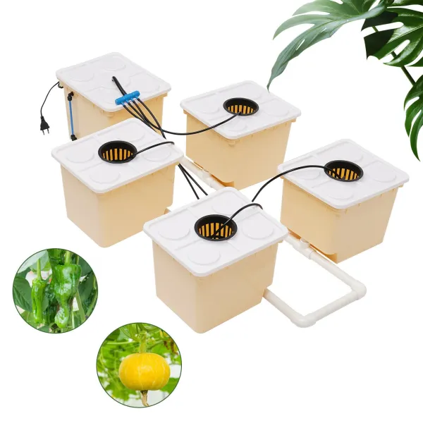 Deep Water Culture Hydroponic System Grow Kit W/ Submerged Pump 11L 5 Box NEW