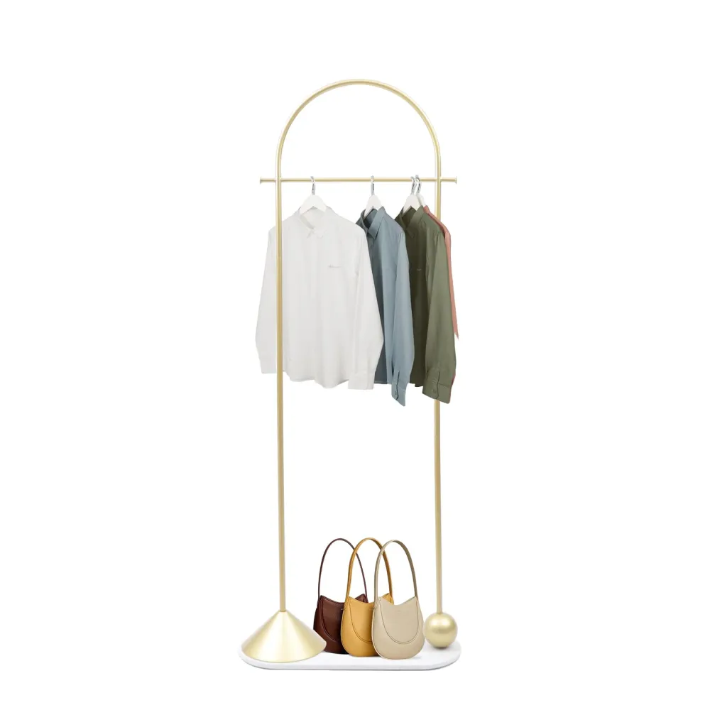 Gold Clothing Rack, Small Clothing Rack Heavy Duty Portable Metal Clothes Rack Freestanding Modern Hall Tree Coat Rack