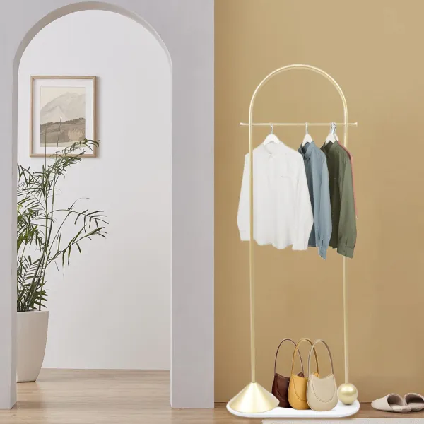 Gold Clothing Rack, Small Clothing Rack Heavy Duty Portable Metal Clothes Rack Freestanding Modern Hall Tree Coat Rack
