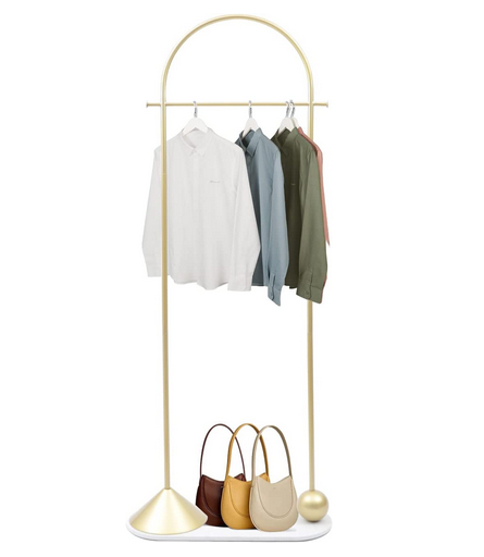 Gold Clothing Rack, Small Clothing Rack Heavy Duty Portable Metal Clothes Rack Freestanding Modern Hall Tree Coat Rack