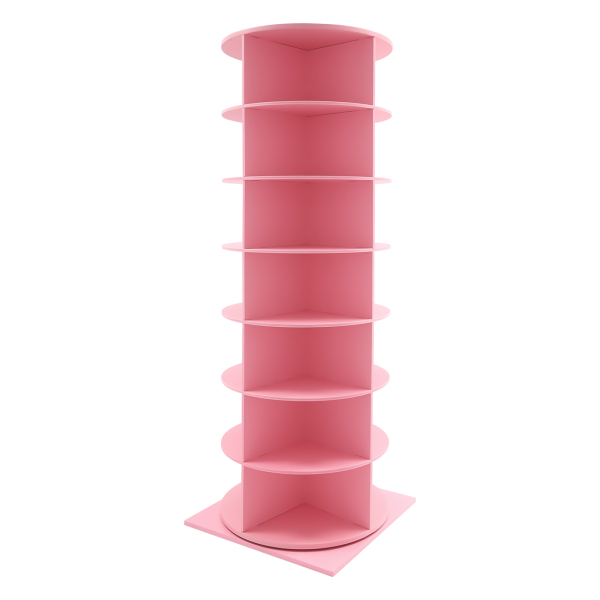 Rotating Shoe Rack Free Standing Shoe Rack Shoe Organizer 7-tier Design DIY Store Most Types Of Shoes Bags Hats Pink