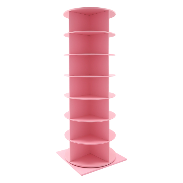 Rotating Shoe Rack Free Standing Shoe Rack Shoe Organizer 7-tier Design DIY Store Most Types Of Shoes Bags Hats Pink