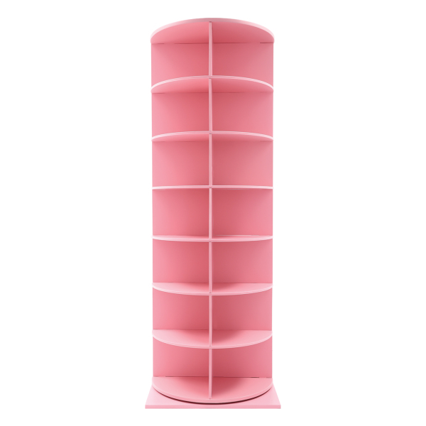 Rotating Shoe Rack Free Standing Shoe Rack Shoe Organizer 7-tier Design DIY Store Most Types Of Shoes Bags Hats Pink
