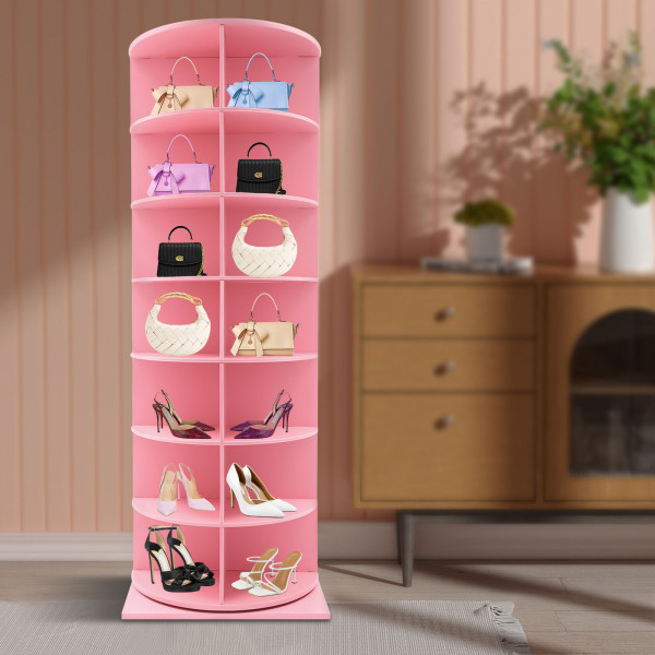 Rotating Shoe Rack Free Standing Shoe Rack Shoe Organizer 7-tier Design DIY Store Most Types Of Shoes Bags Hats Pink Rotating Shoe Rack Free Standing Shoe Rack Shoe Organizer 7-tier Design DIY Store Most Types Of Shoes Bags Hats Pink