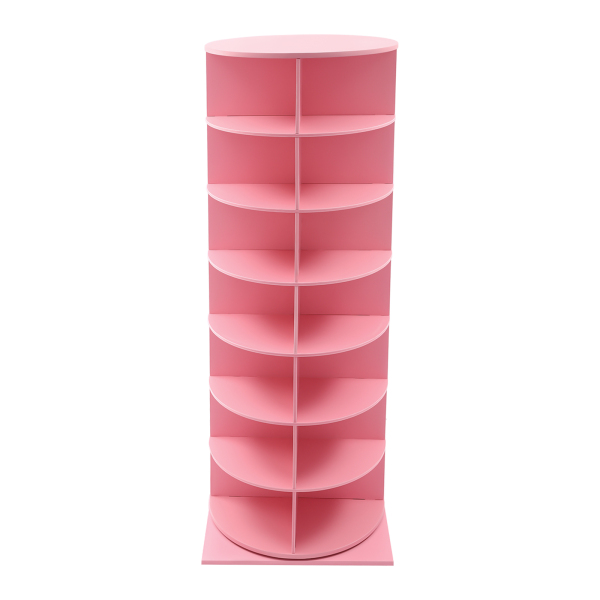 Rotating Shoe Rack Free Standing Shoe Rack Shoe Organizer 7-tier Design DIY Store Most Types Of Shoes Bags Hats Pink