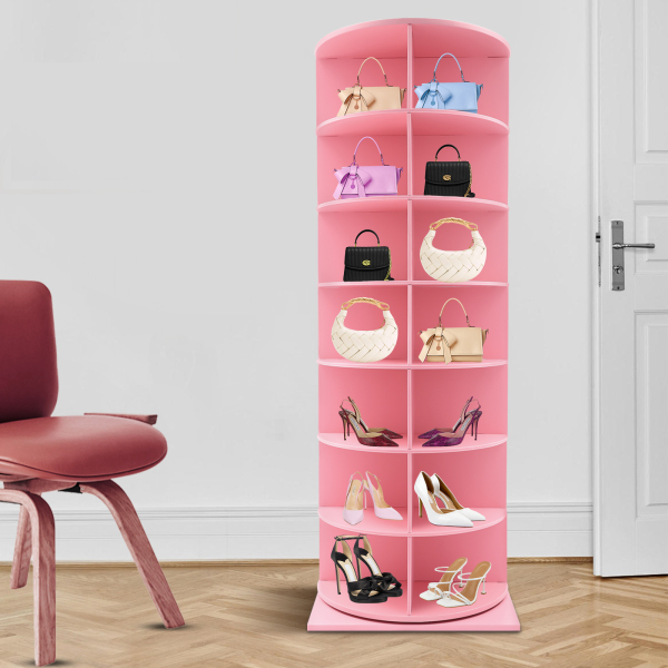 Rotating Shoe Rack Free Standing Shoe Rack Shoe Organizer 7-tier Design DIY Store Most Types Of Shoes Bags Hats Pink Rotating Shoe Rack Free Standing Shoe Rack Shoe Organizer 7-tier Design DIY Store Most Types Of Shoes Bags Hats Pink