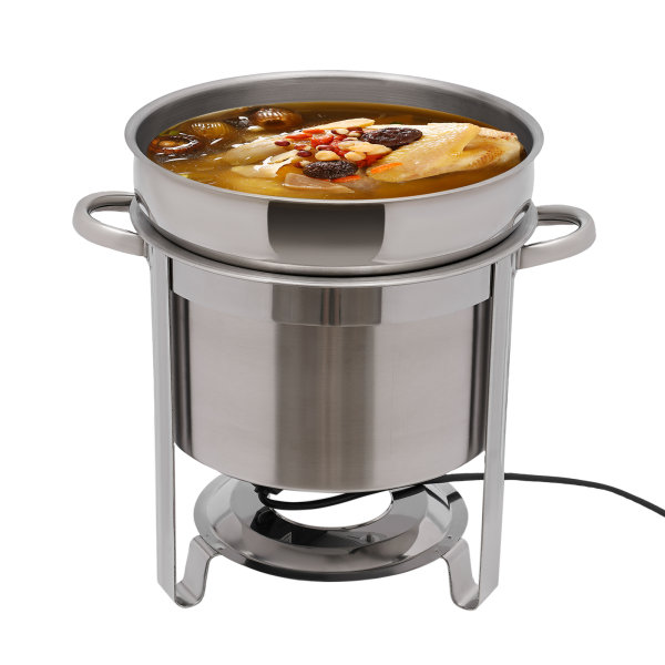 11.62QT Round Stainless Steel Chrome Soup Chafer Catering Chafing Dish With Lid