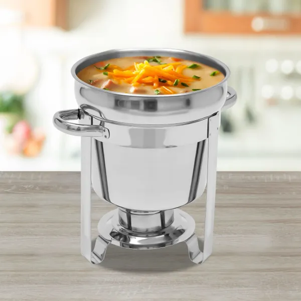 Soup Warmer, 7L/7.4Qt Soup Chafer Catering Supplies Food Warmer - 201 Stainless Steel Food Warmers with Handle, Lid for Parties