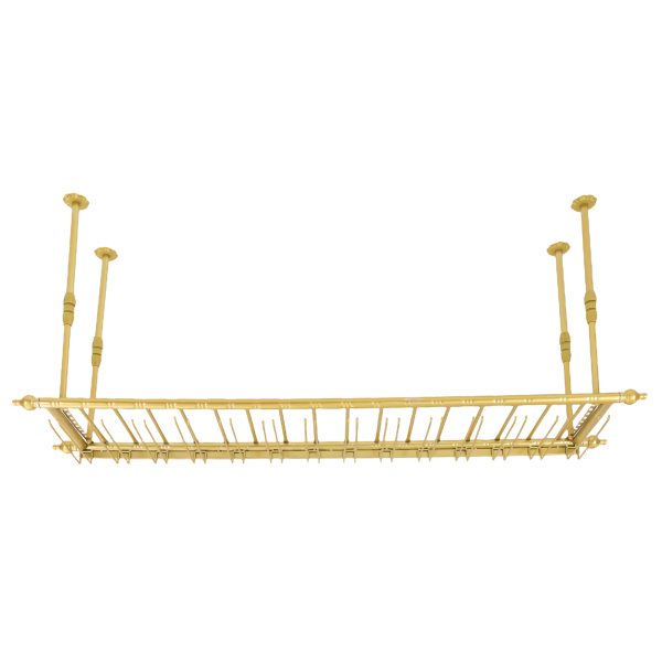 Wine Bar Wall Rack 60'' Hanging Bar Glass Rack Hanging Wine Rack Hanging Bottle Holder Adjustable with Flower-shaped Base Champagne