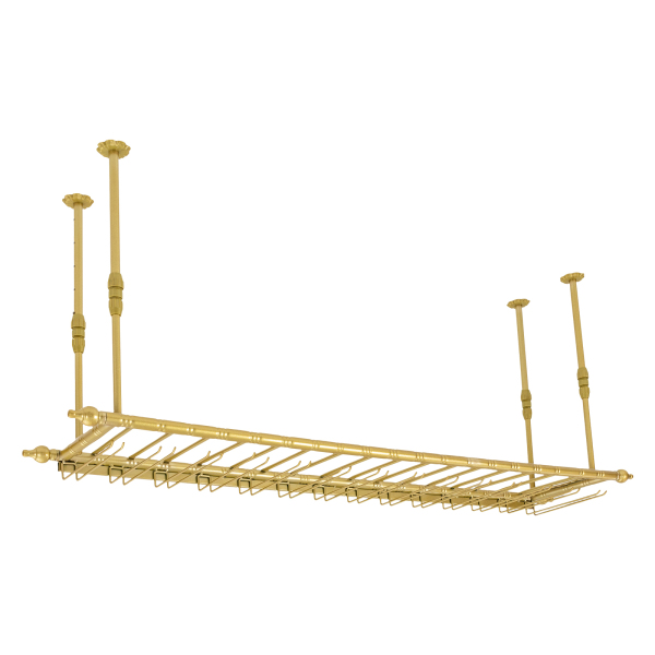 Wine Bar Wall Rack 60'' Hanging Bar Glass Rack Hanging Wine Rack Hanging Bottle Holder Adjustable with Flower-shaped Base Champagne