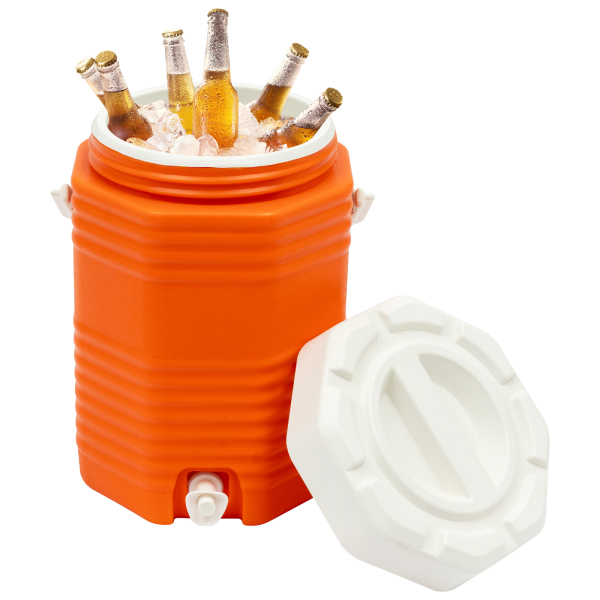 9L/2.5 gallons Insulated Drink Cooler, Insulated Beverage Cooler, Portable Sports Cooler - Orange