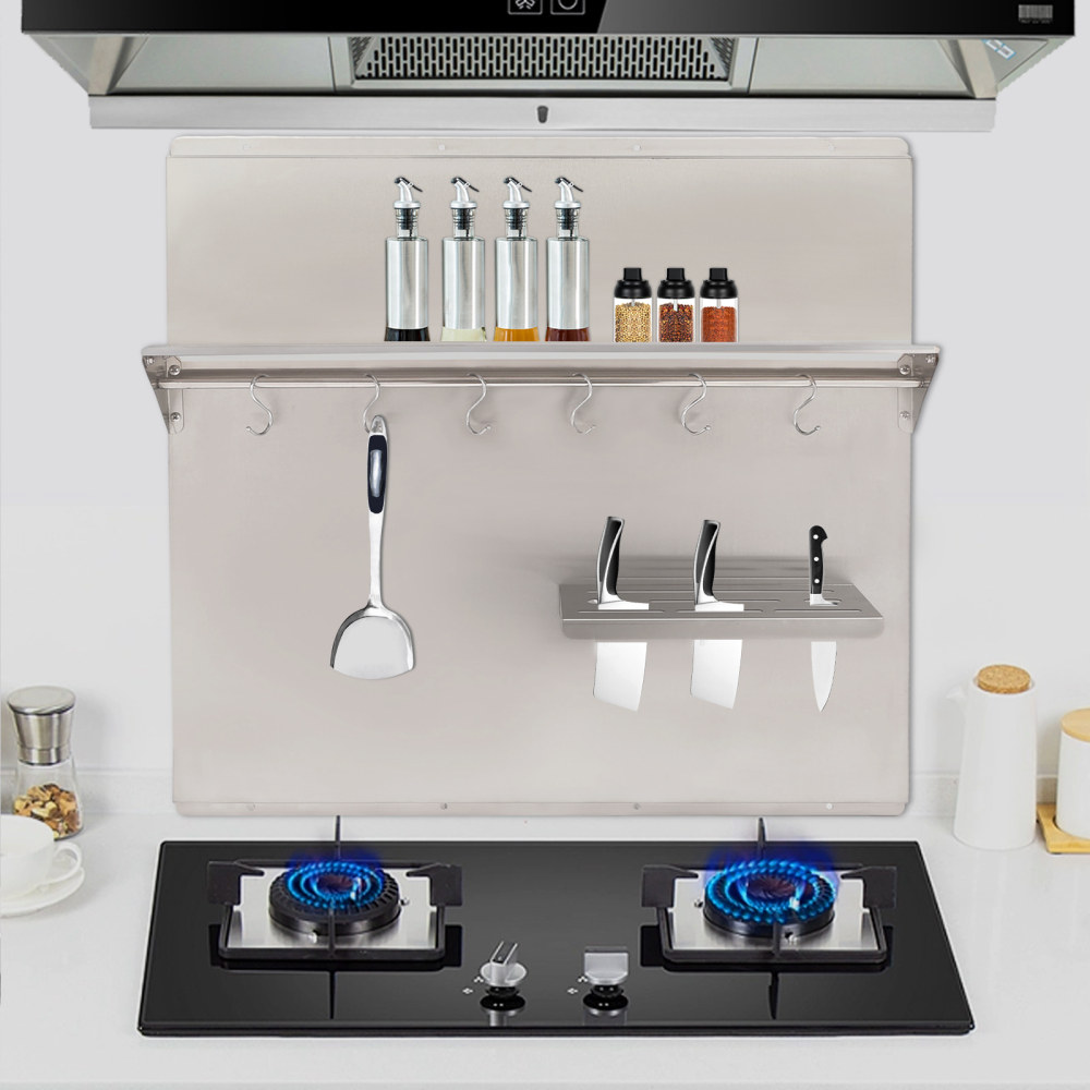 29.5*29.5in Range Hood Backsplash, Range Hood Wall Shield, Stainless Steel Splash Plate for Range Hood