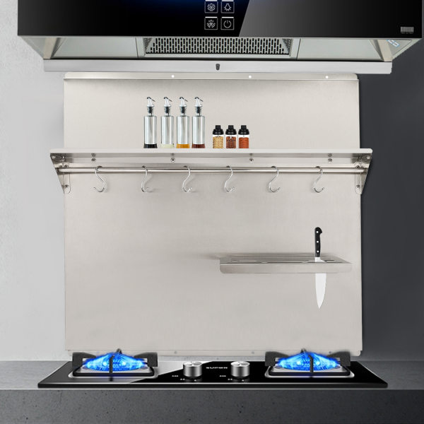 29.5*29.5in Range Hood Backsplash, Range Hood Wall Shield, Stainless Steel Splash Plate for Range Hood