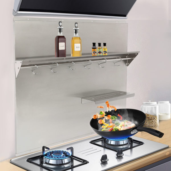 29.5*29.5in Range Hood Backsplash, Range Hood Wall Shield, Stainless Steel Splash Plate for Range Hood