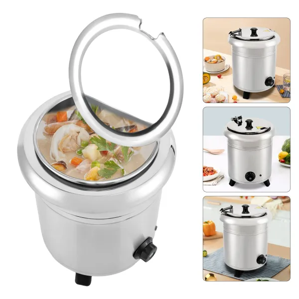 Stainless Steel Electric Soup Warmer, with Stainless Steel Lid (10L, 400W)