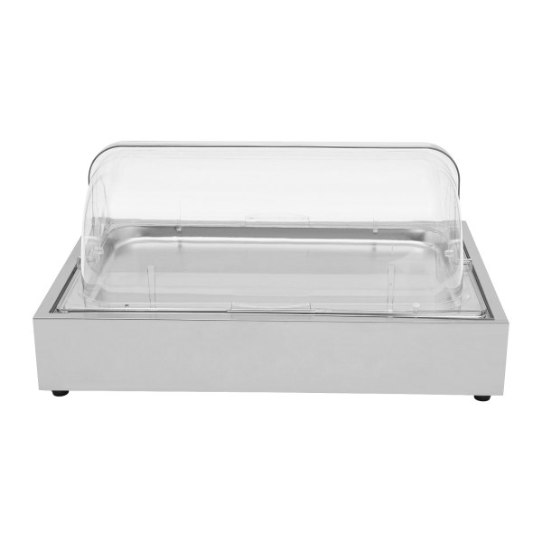 Ice Food Serving Display Tray with Clear Roll Top Cover, Buffet Cold Serving Cooler Platter, Cooling Food Dishes Display Plate
