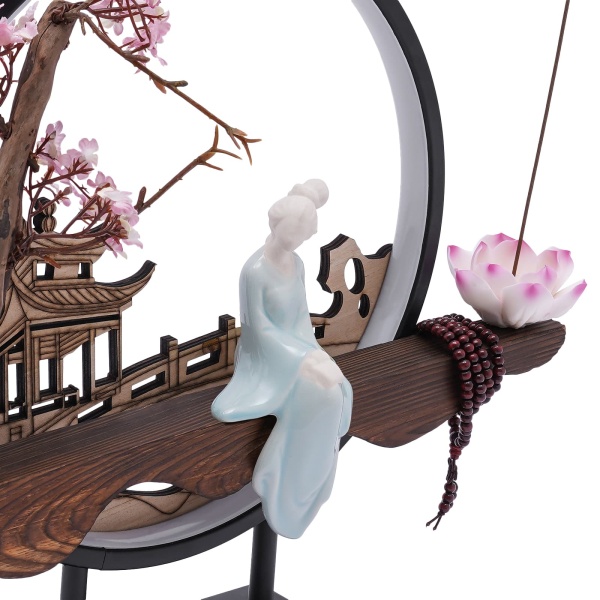 Home Waterfall Ceramic Backflow Incense Burner Holder, Round, Lotus Heart, Windproof Home Waterfall Ceramic Backflow Incense Burner Holder, Round, Lotus Heart, Windproof