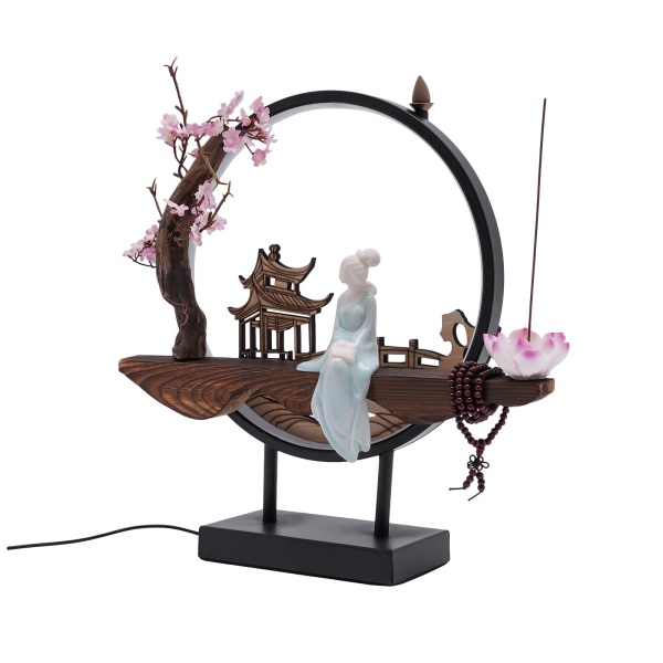 Home Waterfall Ceramic Backflow Incense Burner Holder, Round, Lotus Heart, Windproof Home Waterfall Ceramic Backflow Incense Burner Holder, Round, Lotus Heart, Windproof