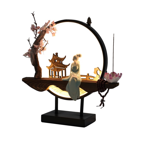 Home Waterfall Ceramic Backflow Incense Burner Holder, Round, Lotus Heart, Windproof Home Waterfall Ceramic Backflow Incense Burner Holder, Round, Lotus Heart, Windproof