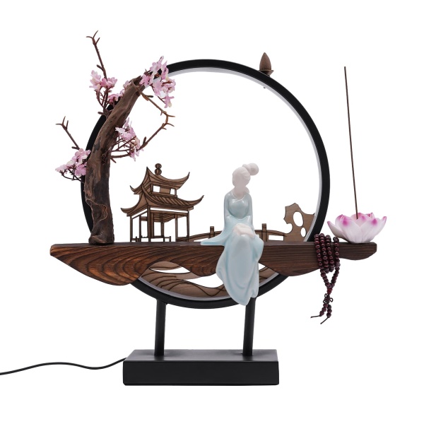 Home Waterfall Ceramic Backflow Incense Burner Holder, Round, Lotus Heart, Windproof Home Waterfall Ceramic Backflow Incense Burner Holder, Round, Lotus Heart, Windproof