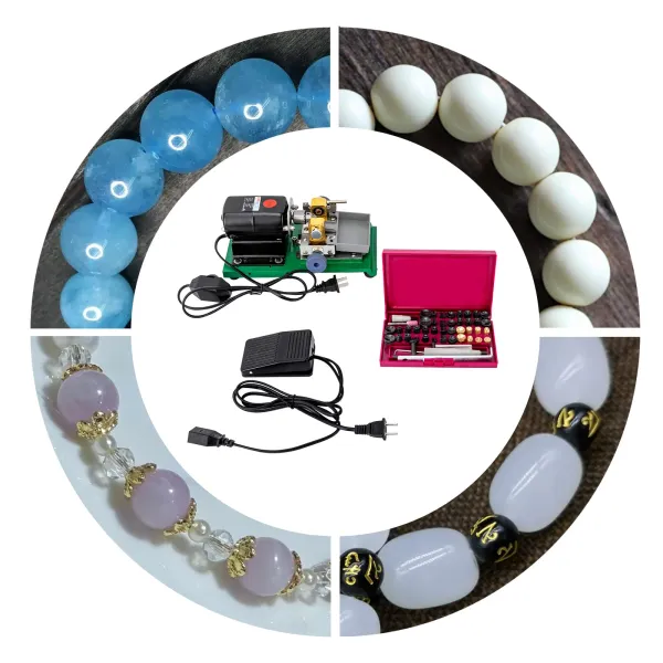 Pearl Hole Drilling Machine Electric Jewelry Driller Kit 110V 280W with Bead Holder and Anti-Slip Foot Mats