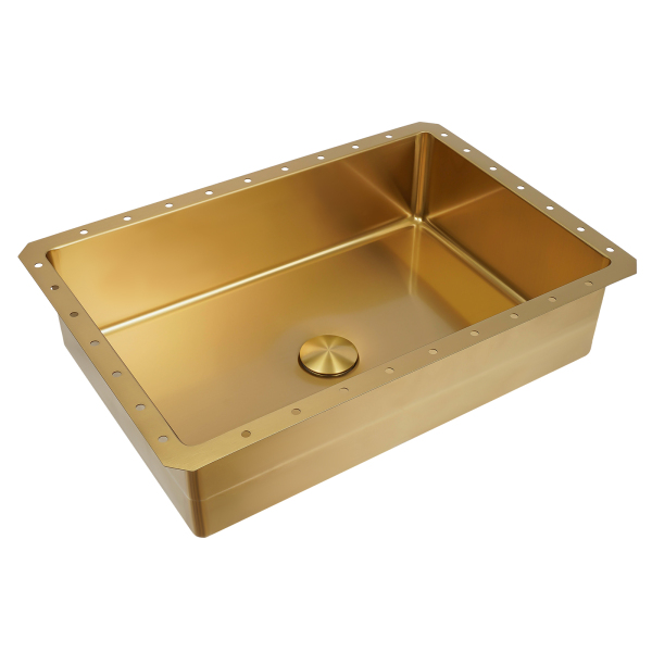 21.65*14.96*5.31in Bathroom Sink Large Capacity Undermount Bathroom Wash Sink with Sound-absorbing Mat Rectangular Sink Gold